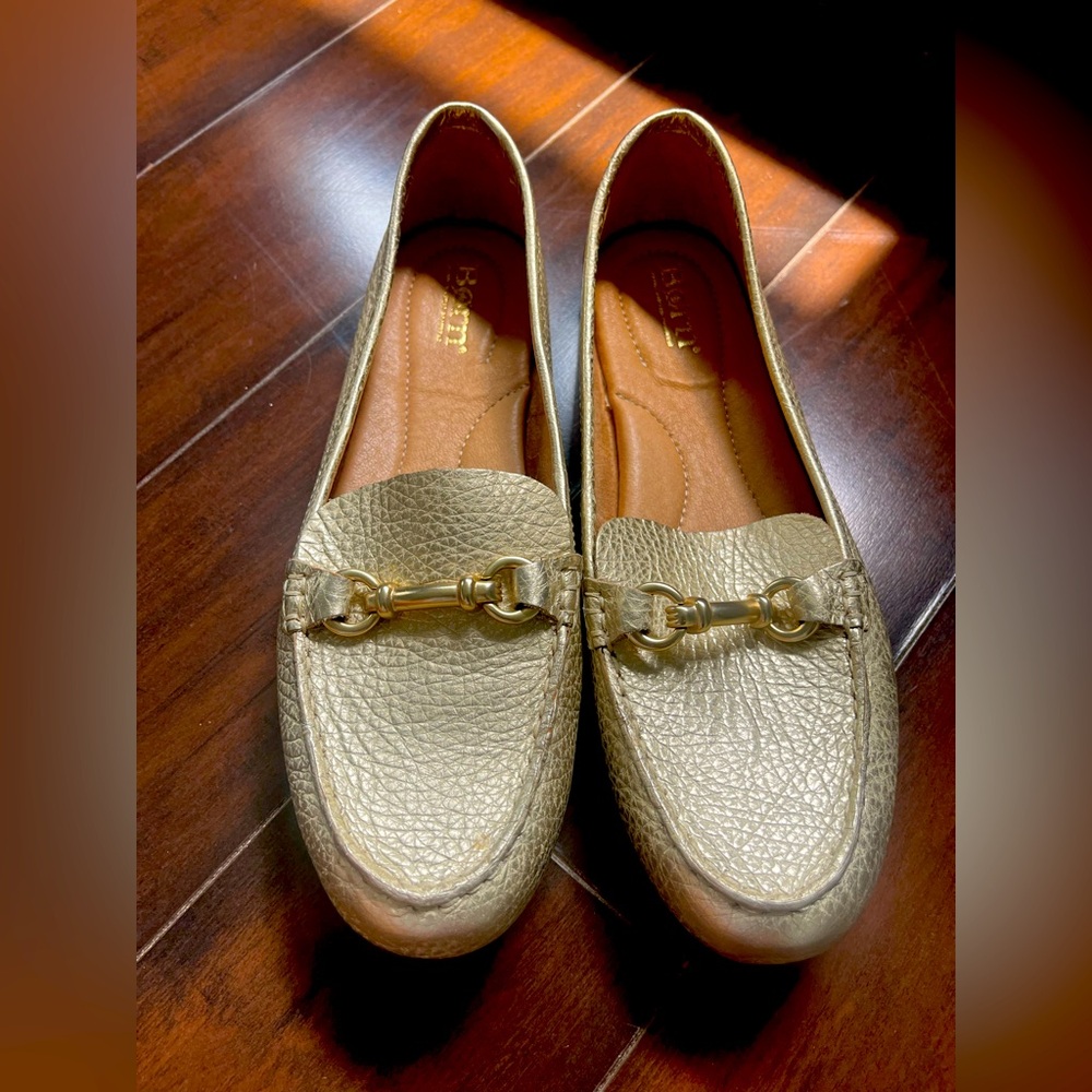 Born Metallic Gold Loafers NWT